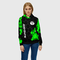 Толстовка-худи женская Daewoo green sport hexagon, цвет: 3D-черный — фото 2
