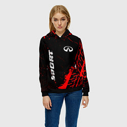Толстовка-худи женская Infiniti red sport tires, цвет: 3D-черный — фото 2