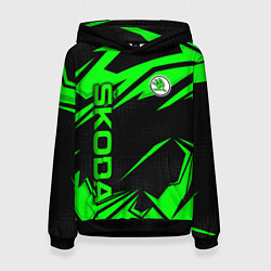 Толстовка-худи женская Skoda - green uniform, цвет: 3D-черный