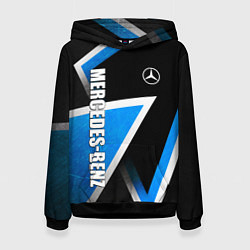 Толстовка-худи женская Mercedes - blue metal, цвет: 3D-черный