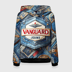 Толстовка-худи женская Vanguard denim patchwork - ai art, цвет: 3D-черный