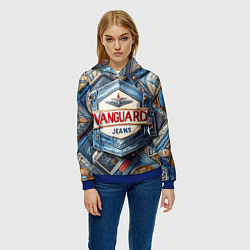 Толстовка-худи женская Vanguard denim patchwork - ai art, цвет: 3D-синий — фото 2