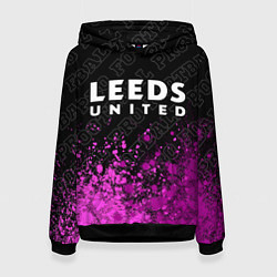Толстовка-худи женская Leeds United pro football посередине, цвет: 3D-черный