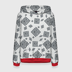 Толстовка-худи женская Ромб лабиринт паттерн, цвет: 3D-красный