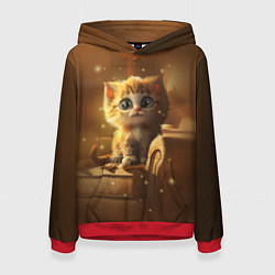 Толстовка-худи женская Теплый котик, цвет: 3D-красный