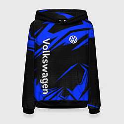 Толстовка-худи женская Volkswagen - blue stripes, цвет: 3D-черный