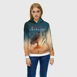 Толстовка-худи женская 3 Body Problem - satellite, цвет: 3D-белый — фото 2