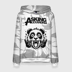 Толстовка-худи женская Asking Alexandria рок панда на светлом фоне, цвет: 3D-белый