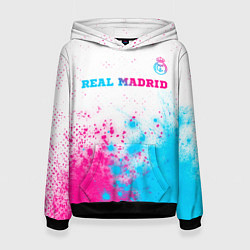 Женская толстовка Real Madrid neon gradient style посередине