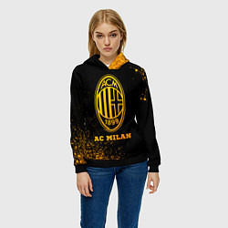 Толстовка-худи женская AC Milan - gold gradient, цвет: 3D-черный — фото 2