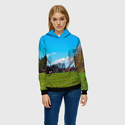 Толстовка-худи женская Пригородный пейзаж, цвет: 3D-черный — фото 2