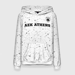 Толстовка-худи женская AEK Athens sport на светлом фоне посередине, цвет: 3D-белый