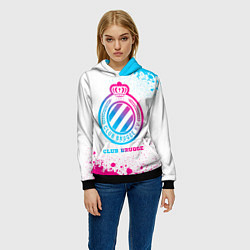 Толстовка-худи женская Club Brugge neon gradient style, цвет: 3D-черный — фото 2