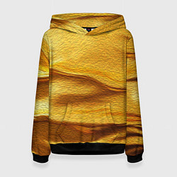 Толстовка-худи женская Золотая поверхность с волнами и рябью, цвет: 3D-черный