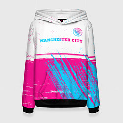 Женская толстовка Manchester City neon gradient style посередине