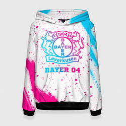 Толстовка-худи женская Bayer 04 neon gradient style, цвет: 3D-черный