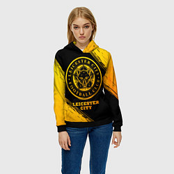 Толстовка-худи женская Leicester City - gold gradient, цвет: 3D-черный — фото 2