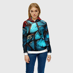 Толстовка-худи женская Синие объемные плиты, цвет: 3D-белый — фото 2