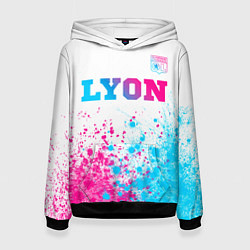 Толстовка-худи женская Lyon neon gradient style посередине, цвет: 3D-черный