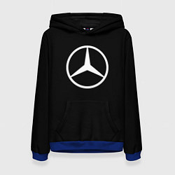 Толстовка-худи женская Mercedes benz logo white, цвет: 3D-синий