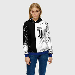 Толстовка-худи женская Juventus краски текстура спорт, цвет: 3D-синий — фото 2