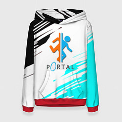 Толстовка-худи женская Portal краски текстура гейм, цвет: 3D-красный