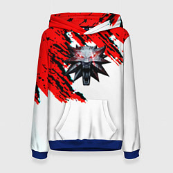 Толстовка-худи женская Ведьмак лого стиль краски, цвет: 3D-синий