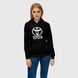 Толстовка-худи женская Toyota white logo, цвет: 3D-черный — фото 2