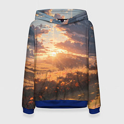 Толстовка-худи женская Вечерний закат - аниме, цвет: 3D-синий