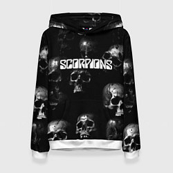 Толстовка-худи женская Scorpions logo rock group, цвет: 3D-белый