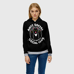 Толстовка-худи женская Антисоциальные кошки, цвет: 3D-меланж — фото 2