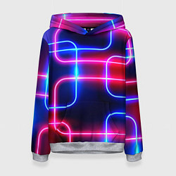 Толстовка-худи женская Светящиеся неоновые дуги, цвет: 3D-меланж