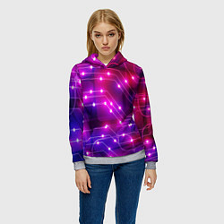 Толстовка-худи женская Неоновый фон печатной платы, цвет: 3D-меланж — фото 2