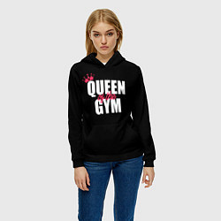 Толстовка-худи женская Queen of the gym - crown, цвет: 3D-черный — фото 2