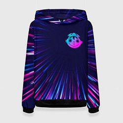 Толстовка-худи женская Tomodachi Game neon blast lines, цвет: 3D-черный