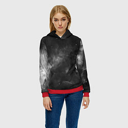 Толстовка-худи женская Монохромный космос, цвет: 3D-красный — фото 2