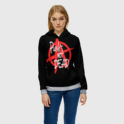 Толстовка-худи женская Анархия - панки не умирают, цвет: 3D-меланж — фото 2