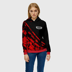Толстовка-худи женская Geely sport grunge, цвет: 3D-красный — фото 2