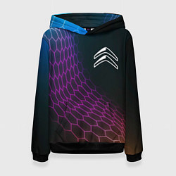 Толстовка-худи женская Citroen neon hexagon, цвет: 3D-черный