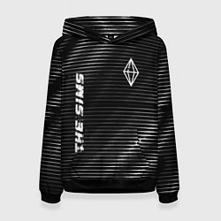 Толстовка-худи женская The Sims metal game lines, цвет: 3D-черный