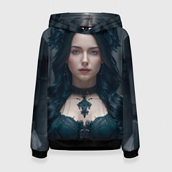 Толстовка-худи женская Готическая девушка Амара, цвет: 3D-черный