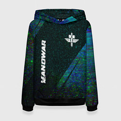 Толстовка-худи женская Manowar glitch blue, цвет: 3D-черный