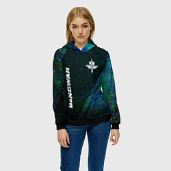 Толстовка-худи женская Manowar glitch blue, цвет: 3D-черный — фото 2