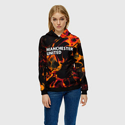 Толстовка-худи женская Manchester United red lava, цвет: 3D-черный — фото 2