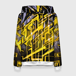Толстовка-худи женская Yellow and white abstraction, цвет: 3D-белый