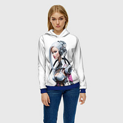 Толстовка-худи женская Cyber warrior Barbie - ai art fantasy, цвет: 3D-синий — фото 2