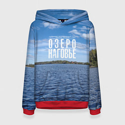 Толстовка-худи женская Озеро Наговье, цвет: 3D-красный