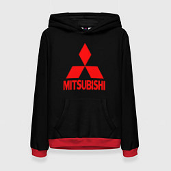 Толстовка-худи женская Mitsubishi red logo, цвет: 3D-красный