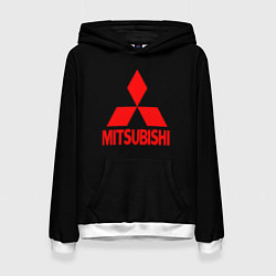 Толстовка-худи женская Mitsubishi red logo, цвет: 3D-белый