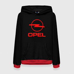 Толстовка-худи женская Opel red logo auto, цвет: 3D-красный